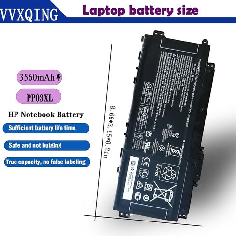 بطارية كمبيوتر محمول PP03XL M01118-421 متوافقة مع HP Pavilion x360 13-BB 14-DV 14M-DW 14M-DW0023DX 14-DK 15-EH Series M01144-005 PV03XL PPO3XL HSTNN-DB9X HSTNN-LB8S HSTNN-OB1P 11.55 فولت in Kuwait