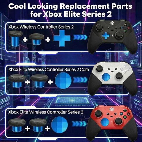 13-in-1 Replacement Metal Thumbsticks Parts Kit for Xbox Elite Series 2 Controller - 6 Thumbsticks,4 Back Paddles,2 D-Pads,1 Tool & Case - Compatible with Elite Series 2 / Core (Model 1797) in Kuwait