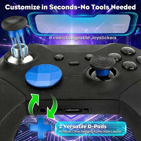 13-in-1 Replacement Metal Thumbsticks Parts Kit for Xbox Elite Series 2 Controller - 6 Thumbsticks,4 Back Paddles,2 D-Pads,1 Tool & Case - Compatible with Elite Series 2 / Core (Model 1797) in Kuwait