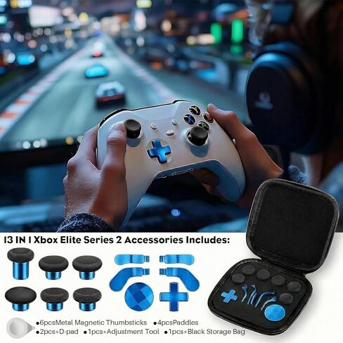 13-in-1 Replacement Metal Thumbsticks Parts Kit for Xbox Elite Series 2 Controller - 6 Thumbsticks,4 Back Paddles,2 D-Pads,1 Tool & Case - Compatible with Elite Series 2 / Core (Model 1797) in Kuwait