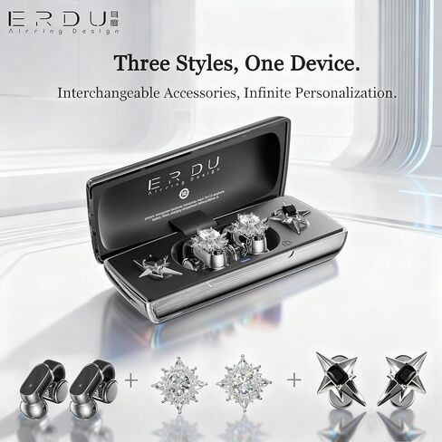 Starry Ear Cuff Wireless Headphones, Jewelry Open Ear Clip-on Earbuds, 30H Playtime, Bluetooth 6.0 Earring Earphones for Women, 2 Pairs Interchangeable Magnetic Crystals in Saudi Arabia