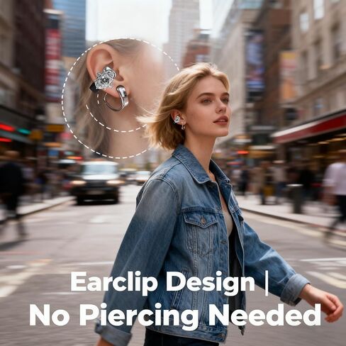 Starry Ear Cuff Wireless Headphones, Jewelry Open Ear Clip-on Earbuds, 30H Playtime, Bluetooth 6.0 Earring Earphones for Women, 2 Pairs Interchangeable Magnetic Crystals in Saudi Arabia