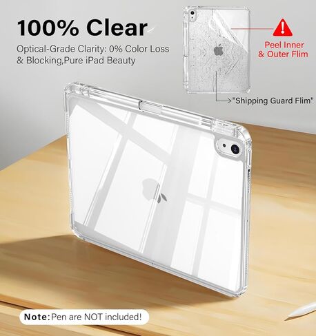 JKSML Case for iPad (A16) 11th/10th Gen with 8+ Viewing Angles, DIY Detachable Sliding Cover, Fully Clear Hard Back Shell, Solid Y-fold Stand, Pencil Holder for iPad 10.9" (2022)/ 11" (2025)-Cream in Saudi Arabia