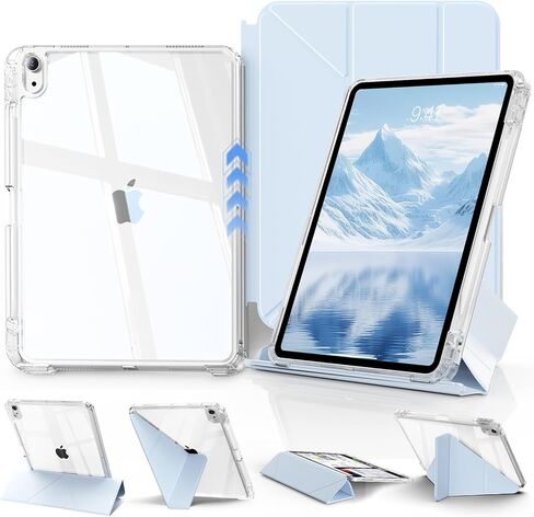 JKSML Case for iPad (A16) 11th/10th Gen with 8+ Viewing Angles, DIY Detachable Sliding Cover, Fully Clear Hard Back Shell, Solid Y-fold Stand, Pencil Holder for iPad 10.9" (2022)/ 11" (2025)-Cream in Saudi Arabia