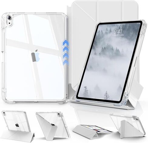 JKSML Case for iPad (A16) 11th/10th Gen with 8+ Viewing Angles, DIY Detachable Sliding Cover, Fully Clear Hard Back Shell, Solid Y-fold Stand, Pencil Holder for iPad 10.9" (2022)/ 11" (2025)-Cream in Saudi Arabia
