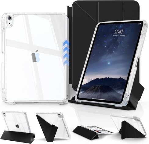 JKSML Case for iPad (A16) 11th/10th Gen with 8+ Viewing Angles, DIY Detachable Sliding Cover, Fully Clear Hard Back Shell, Solid Y-fold Stand, Pencil Holder for iPad 10.9" (2022)/ 11" (2025)-Cream in Saudi Arabia
