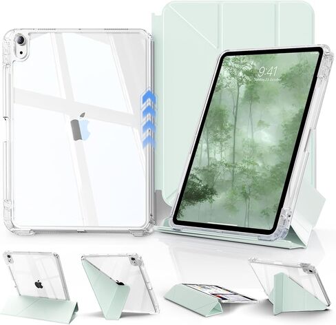 JKSML Case for iPad (A16) 11th/10th Gen with 8+ Viewing Angles, DIY Detachable Sliding Cover, Fully Clear Hard Back Shell, Solid Y-fold Stand, Pencil Holder for iPad 10.9" (2022)/ 11" (2025)-Cream in Saudi Arabia