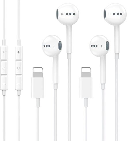 2 Pack Wired Headphones for iPhone Earbuds with Built-in Microphone & Volume Control HiFi Stereo Nosie Reduction Earphones Compatible for iPhone 14 13 12 11 Pro Max XS XR X 8 7 6 in Saudi Arabia