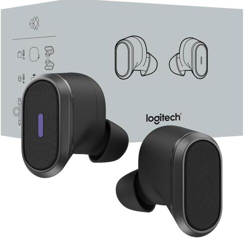 سماعات أذن Logitech Zone True Wireless Bluetooth بخاصية إلغاء الضوضاء مع ميكروفون، وتقنية ANC الهجينة، ووضع الشفافية، ومعتمدة لـ Microsoft Teams، وZoom، وGoogle Meet، وGoogle Voice - جرافيت (متجدد) in Saudi Arabia