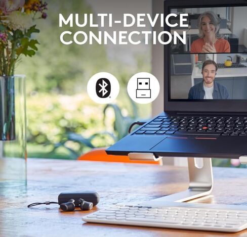 سماعات أذن Logitech Zone True Wireless Bluetooth بخاصية إلغاء الضوضاء مع ميكروفون، وتقنية ANC الهجينة، ووضع الشفافية، ومعتمدة لـ Microsoft Teams، وZoom، وGoogle Meet، وGoogle Voice - جرافيت (متجدد) in Saudi Arabia
