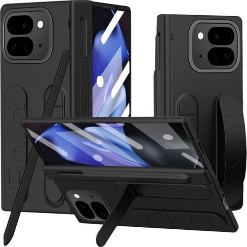 حافظة قلم NINKI S لهاتف Google Pixel 10 Pro قابلة للطي مع حزام ومسند، حافظة صلبة مقاومة للصدمات ومفصلة كاملة لحماية الشاشة لهاتف Google Pixel 10 Pro قابلة للطي مع فتحة قلم وحامل للرجال باللون الأسود in Kuwait