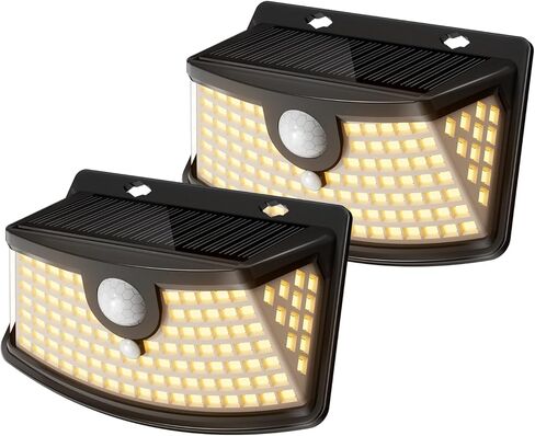 Aootek New Solar Motion Sensor Lights 120 LEDs with Lights Reflector,270° Wide Angle, IP65 Waterproof, Step Lights for Front Door, Yard, Garage, Deck (Black, Daylight White, 6-Pack) in Kuwait
