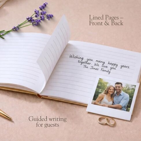 Elegant Wedding Guest Book-Wedding Memory Book w/Keepsake Pocket+Bow Closure, 9x7in Linen Cover, 120 Lined Pages - Guest Book Wedding Reception, Bridal/Baby Shower, Funeral and Other Holiday Events in Saudi Arabia