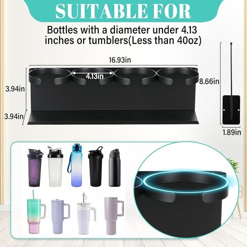 Magnetic Cup Holder for Fridge,8 Cups Water Bottle Organizer for Stanley 30 40 oz with Tumbler Lid Organizer,High Capacity Heavy Duty Kitchen Storage Rack Accessories in Saudi Arabia