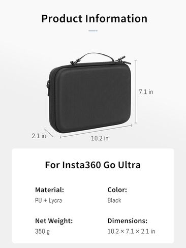 حقيبة حمل لجهاز Insta360 Go Ultra، حقيبة سفر واقية للتخزين بطبقة مزدوجة لملحقات الكاميرا Insta360 Go Ultra بمقبض صغير 2.0/عصا سيلفي، مضادة لرذاذ الماء، مضادة للصدمات، حافظة مقاومة للماء in Kuwait