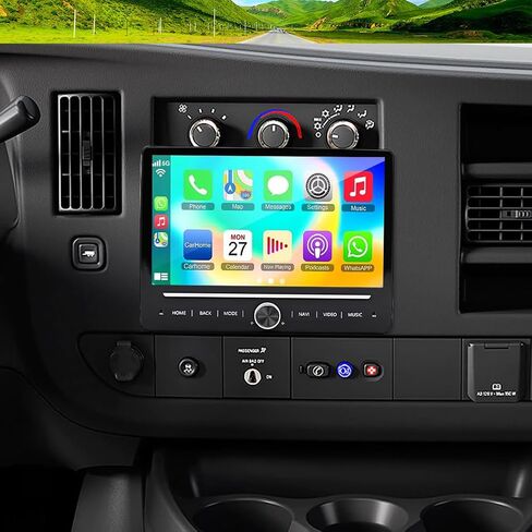 راديو ستيريو للسيارة 4+64G 10.1 بوصة لسيارة Chevy Express 1500/2500/3500 2008-2011 مع Carplay اللاسلكي Android Auto، راديو Android 14 2 Din شاشة تعمل باللمس نظام تحديد المواقع العالمي (GPS) بلوتوث واي فاي مرآة رابط الكاميرا الاحتياطية in Saudi Arabia