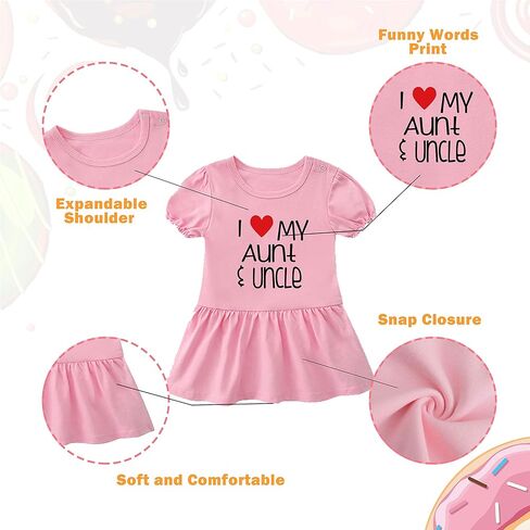 YSCULBUTOL Baby Girl Dress I Love My Aunt Uncle Newborn Baby Girl Toddler Dress Sister Cute Dresses with Headband Set in Saudi Arabia