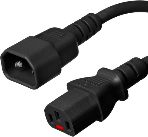 C14 to C13 IEC Lock - 10 Foot, Black, 10A/250V, 18/3 AWG - Iron Box Part # IBX-00037-10 in Saudi Arabia