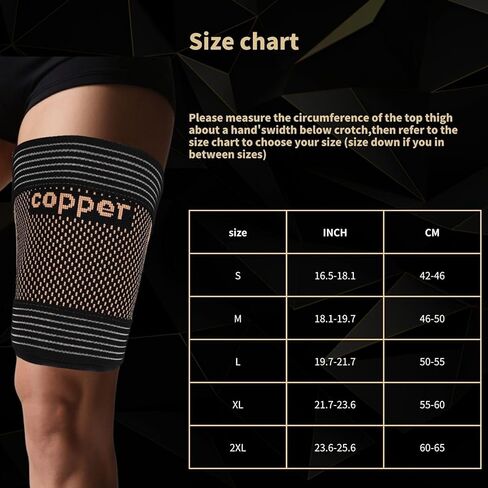 أكمام ضاغطة لأوتار الركبة مع أشرطة قابلة للتعديل - دعم الفخذ المغمور بالنحاس للجري والتعافي والرياضة - دعامة الفخذ للرجال والنساء in Kuwait