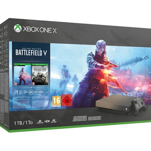 Xbox One X 1TB Gold Rush Special Edition console Battlefield V Bundle (Renewed) in Saudi Arabia