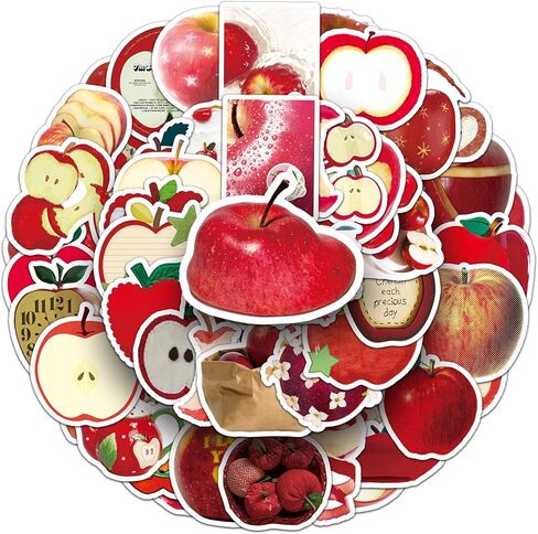 INS Apple Stickers, 50PCs Cartoon Fruit Stickers for Laptop, Hydro Flask, Water Bottle Phone, Vinyl Decals for Girls, Teens, Party Supply Decals as Gifts (Apple) in Saudi Arabia