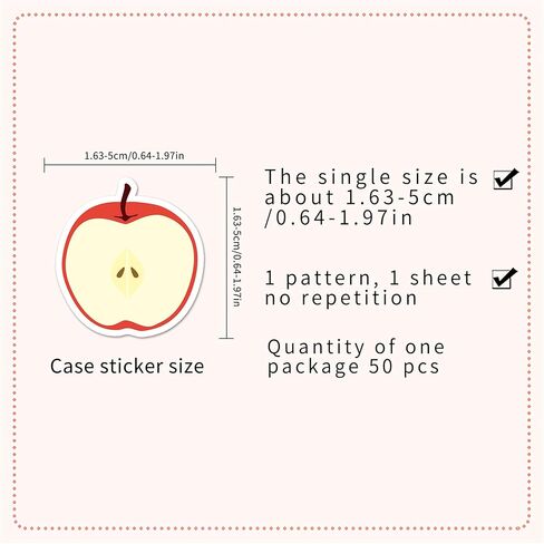 INS Apple Stickers, 50PCs Cartoon Fruit Stickers for Laptop, Hydro Flask, Water Bottle Phone, Vinyl Decals for Girls, Teens, Party Supply Decals as Gifts (Apple) in Saudi Arabia