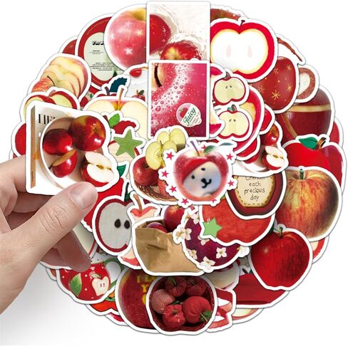 INS Apple Stickers, 50PCs Cartoon Fruit Stickers for Laptop, Hydro Flask, Water Bottle Phone, Vinyl Decals for Girls, Teens, Party Supply Decals as Gifts (Apple) in Saudi Arabia