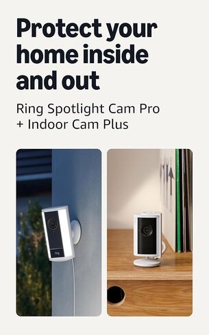 Ring Spotlight Cam Pro, Plug-In (Newest Model), White with Indoor Cam Plus (Newest Model), White in Saudi Arabia