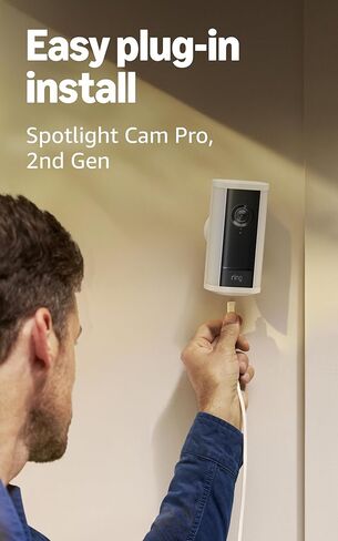 Ring Spotlight Cam Pro, Plug-In (Newest Model), White with Indoor Cam Plus (Newest Model), White in Saudi Arabia