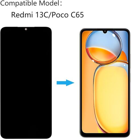 شاشة LCD لهاتف Xiaomi Poco C65 /Redmi 13C شاشة LCD تعمل باللمس مع مجموعة أدوات، أسود in Kuwait