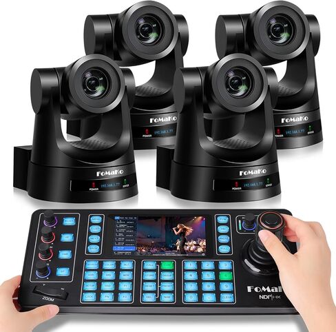 FoMaKo PTZ Camera HDMI, AI Auto-Tracking Gen 3, 20x Optical Zoom, NDI PTZ Camera Controller KC608N,for Church Services Worship Education(FMK20SDIX4+KC608N) in Saudi Arabia