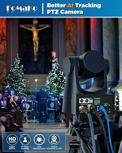 FoMaKo PTZ Camera HDMI, AI Auto-Tracking Gen 3, 20x Optical Zoom, NDI PTZ Camera Controller KC608N,for Church Services Worship Education(FMK20SDIX4+KC608N) in Saudi Arabia