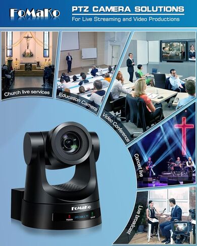 FoMaKo PTZ Camera HDMI, AI Auto-Tracking Gen 3, 20x Optical Zoom, NDI PTZ Camera Controller KC608N,for Church Services Worship Education(FMK20SDIX4+KC608N) in Saudi Arabia