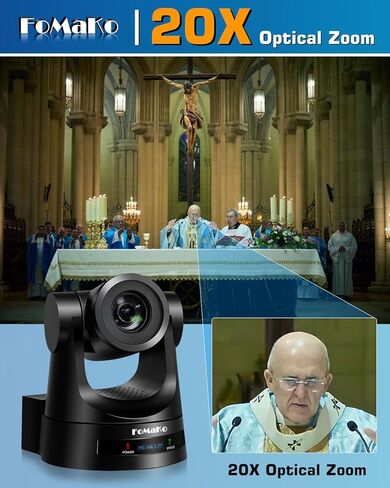 FoMaKo PTZ Camera HDMI, AI Auto-Tracking Gen 3, 20x Optical Zoom, NDI PTZ Camera Controller KC608N,for Church Services Worship Education(FMK20SDIX4+KC608N) in Saudi Arabia