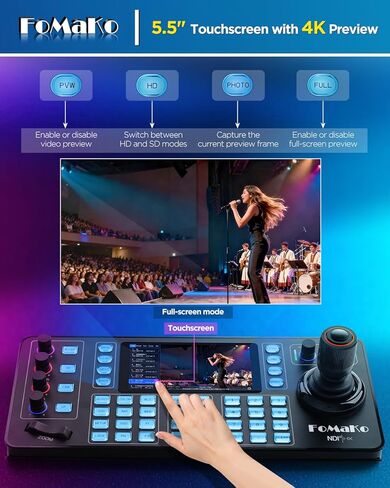 FoMaKo PTZ Camera HDMI, AI Auto-Tracking Gen 3, 20x Optical Zoom, NDI PTZ Camera Controller KC608N,for Church Services Worship Education(FMK20SDIX4+KC608N) in Saudi Arabia