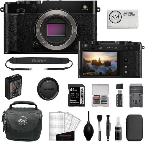 FUJIFILM X-E5 Mirrorless Camera with XF 23mm f/2.8 R WR Lens (Black) Bundle with 64GB Memory Card + Battery Charger + Camera Bag + Card Reader + Memory Case + Lens Cap Keeper + Cleaning Kit (10 Items) in Saudi Arabia