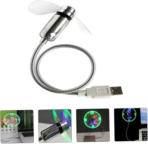 مروحة ساعة USB صغيرة LED محمولة قابلة لإعادة الشحن مع شاشة مضيئة لتبريد المكتب المنزلي in Kuwait