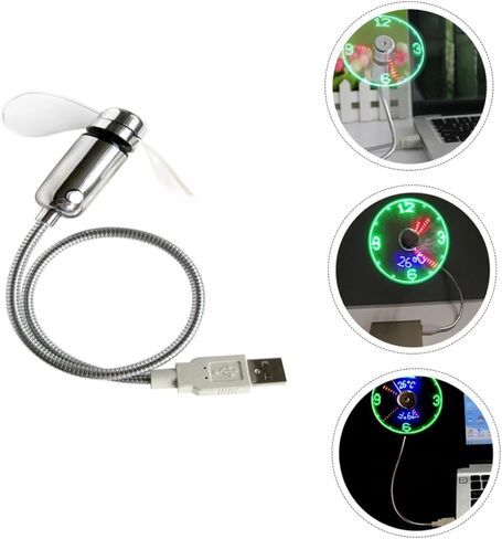 مروحة ساعة USB صغيرة LED محمولة قابلة لإعادة الشحن مع شاشة مضيئة لتبريد المكتب المنزلي in Kuwait