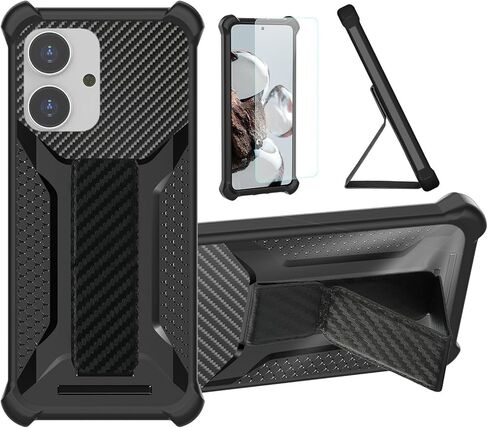 حافظة هاتف Nuu Mobile N20 متوافقة مع حافظة هاتف NUU Mobile N10 [مع واقي شاشة من الزجاج المقسى] حافظة هجينة [دعم مغناطيسي قابل للطي] [متجمد مضاد لبصمات الأصابع] أسود in Saudi Arabia