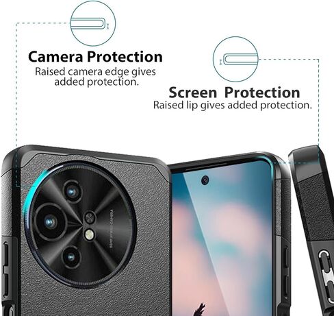 TJS متوافق مع حافظة TCL 50 XL 5G، حافظة TCL 50 XL NXTPAPER 5G، مع واقي شاشة من الزجاج المقسى، حافظة هاتف متينة هجينة مزدوجة الطبقات مقاومة للصدمات (أسود) in Kuwait