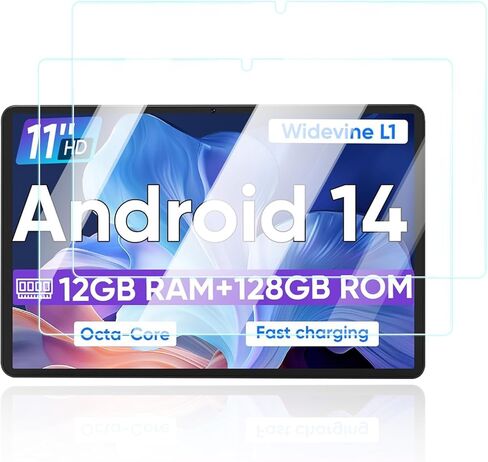 واقي شاشة لجهاز WXUNJA C5-PTB Android 14 Tablet 11 بوصة، مضاد للخدش 9H صلابة اللمس الحساسة 2.5D حواف مستديرة خالية من الفقاعات سهلة التركيب، عبوتان. in Kuwait