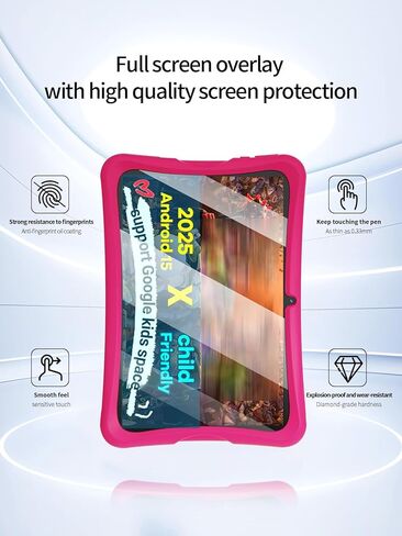 واقي شاشة لجهاز DigiLand Kids Tablet Android 15 مقاس 10.1 بوصة، مضاد للخدش 9H حساس للمس، حواف مستديرة 2.5D خالية من الفقاعات، سهل التركيب، عبوتان. in Kuwait