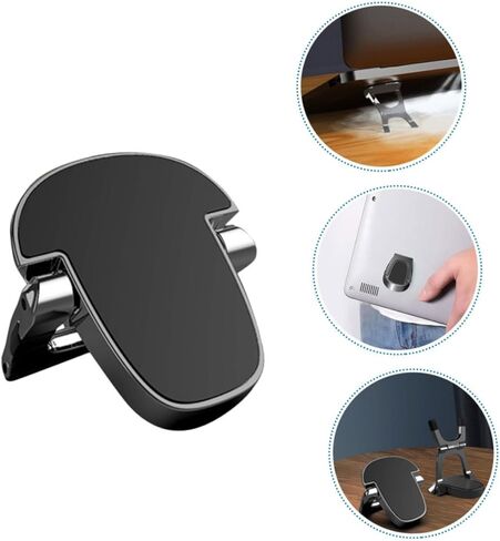 TEHAUX Aluminum Alloy Mini Laptop Stand 2pcs, Portable Vertical Laptop Holder Risers for Desk, Black Foldable Notebook Cooling Base Suitable for Office and Home Use in Saudi Arabia