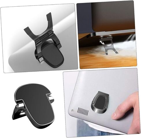 TEHAUX Aluminum Alloy Mini Laptop Stand 2pcs, Portable Vertical Laptop Holder Risers for Desk, Black Foldable Notebook Cooling Base Suitable for Office and Home Use in Saudi Arabia