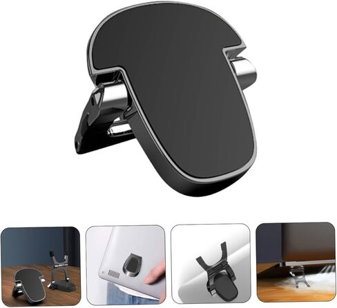 TEHAUX Aluminum Alloy Mini Laptop Stand 2pcs, Portable Vertical Laptop Holder Risers for Desk, Black Foldable Notebook Cooling Base Suitable for Office and Home Use in Saudi Arabia