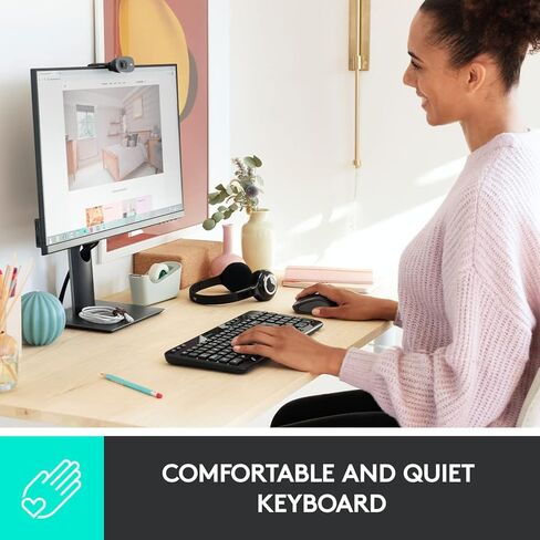 Logitech K360 Wireless USB Desktop Keyboard — Compact Full Keyboard, 3-Year Battery Life (Glossy Black) in Saudi Arabia