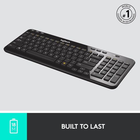 Logitech K360 Wireless USB Desktop Keyboard — Compact Full Keyboard, 3-Year Battery Life (Glossy Black) in Saudi Arabia
