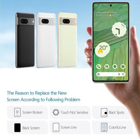 YWLRONG لشاشة Google Pixel 7 البديلة لشاشة Pixel 7 GVU6C GQML3 GO3Z5 شاشة LCD تعمل باللمس استبدال مجموعة محول الأرقام مع الأدوات in Kuwait