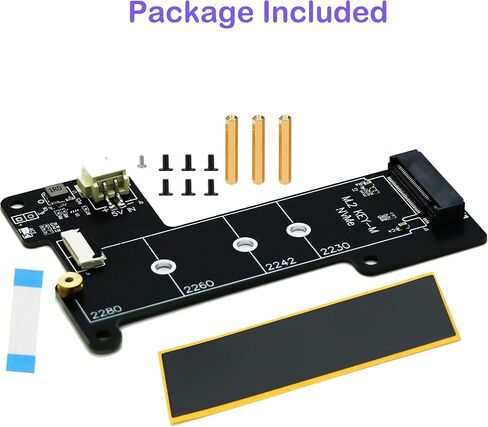 Sintech M.2 NVMe to PCIe 16pin FPC Adapter Card with Heatsink for Raspberry Pi 5 (Support 2230,2242,2280 SSD) in Saudi Arabia
