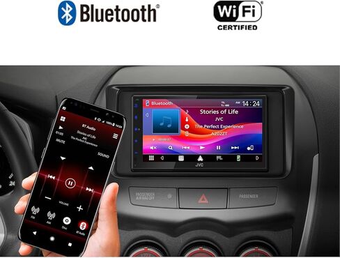 JVC KW-M690BW شاشة لمس 6.8 بوصة واي فاي بلوتوث USB/MP3 ستيريو الوسائط المتعددة استقبال رقمي مع راديو القمر الصناعي توصيل مجموعة موالف السيارة in Kuwait